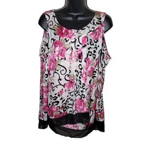 Dressbarn floral animal print layered sleeveless top shirt 18/20